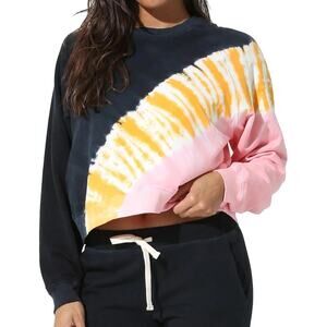 Electric & Rose Poppy Peach Tie Dye Ronan Pullover Crop Size XS